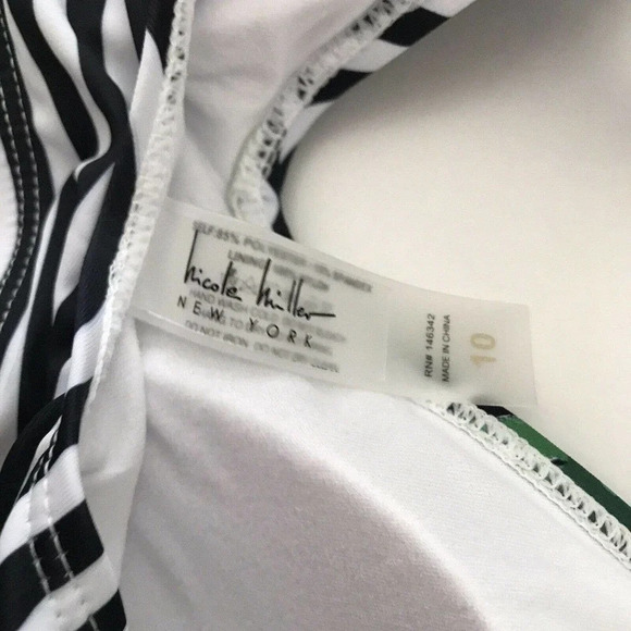 Nicole Miller Studio Striped Floral Bikini‎ Top Size 10 NWT - Picture 5 of 9